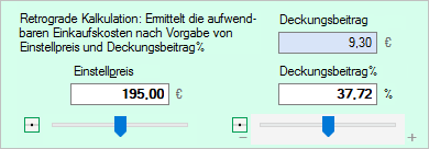 Vorgaben bei retrograder Kalkulation